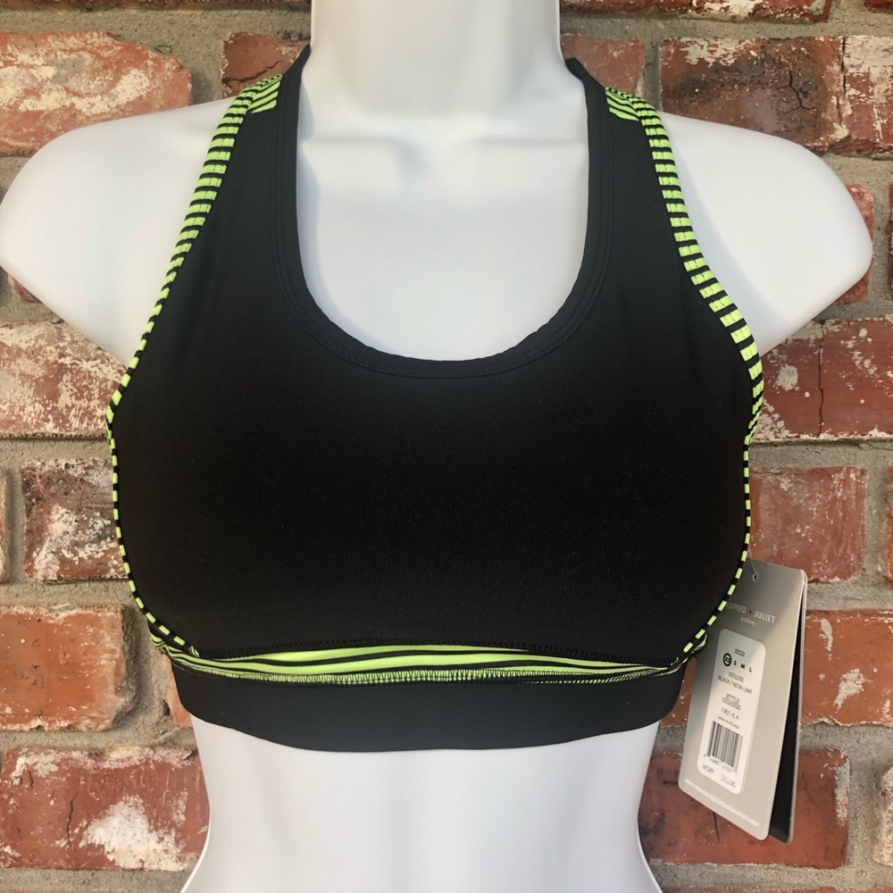 Romeo and Juliet black/lime green sports bra sz XS - Picture 2 of 9